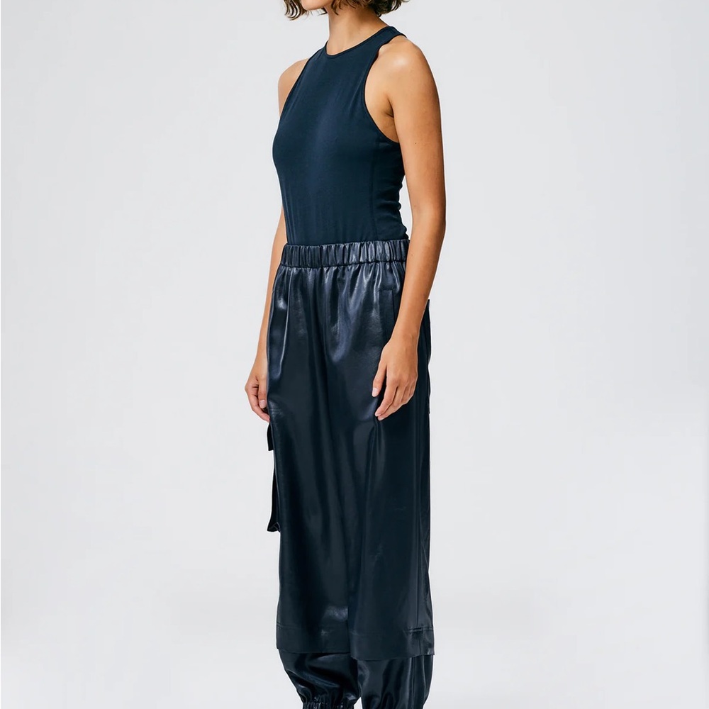 Tibi Celia Pant sz M Dark Navy Satin